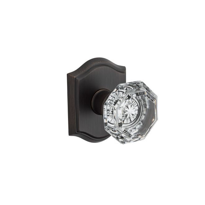 Baldwin Reserve PSCRYTAR112 Passage Crystal Knob with Traditional Arch Rose with 6AL Latch and Dual Strike Venetian Bronze Finish - Venetian Bronze - Brass