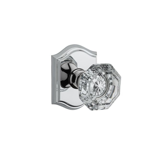 Baldwin Reserve PSCRYTAR260 Passage Crystal Knob with Traditional Arch Rose with 6AL Latch and Dual Strike Bright Chrome Finish - Bright Chrome - Brass
