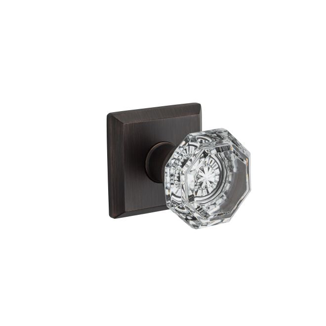 Baldwin Reserve PSCRYTSR112 Passage Crystal Knob with Traditional Square Rose with 6AL Latch and Dual Strike Venetian Bronze Finish - Venetian Bronze - Brass