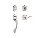 Baldwin Reserve SCCOLXCURRTAR150 Single Cylinder Columbus Handleset Right Hand Curve Lever and Traditional Arch Rose with 6AL Latch and Dual Strike Satin Nickel Finish - Right Hand - NA