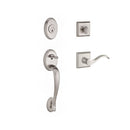 Baldwin Reserve SCCOLXCURRTSR150 Single Cylinder Columbus Handleset Right Hand Curve Lever and Traditional Square Rose with 6AL Latch and Dual Strike Satin Nickel Finish - Right Hand - NA