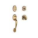 Baldwin Reserve SCCOLXELLTAR049 Single Cylinder Columbus Handleset Ellipse Knob and Traditional Arch Rose with 6AL Latch and Dual Strike Matte Brass and Black Finish - Matte Brass and Black - NA