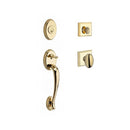 Baldwin Reserve SCCOLXELLTSR003 Single Cylinder Columbus Handleset Ellipse Knob and Traditional Square Rose with 6AL Latch and Dual Strike Lifetime Brass Finish - NA - NA