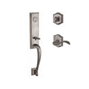 Baldwin Reserve SCDELXCURRTAR152 Single Cylinder Del Mar Handleset Right Hand Curve Lever and Traditional Arch Rose with 6AL Latch and Dual Strike Matte Antique Nickel Finish - Right Hand - NA