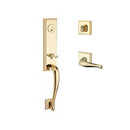 Baldwin Reserve SCDELXDECRTSR003 Single Cylinder Del Mar Handleset Right Hand Decorative Lever and Traditional Square Rose with 6AL Latch and Dual Strike Lifetime Brass Finish - Right Hand - NA