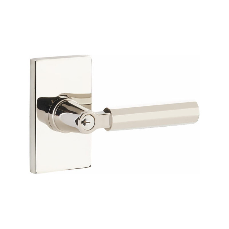 Emtek Modern Rectangular Two Point Lock with L Square Key in Faceted Lever