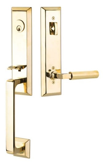 Emtek Transitional Heritage Monolithic Brass Tubular Entry set with Select T-Bar Knurled Lever