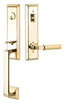 Emtek Transitional Heritage Monolithic Brass Tubular Entry set with Select L-Square Faceted Lever