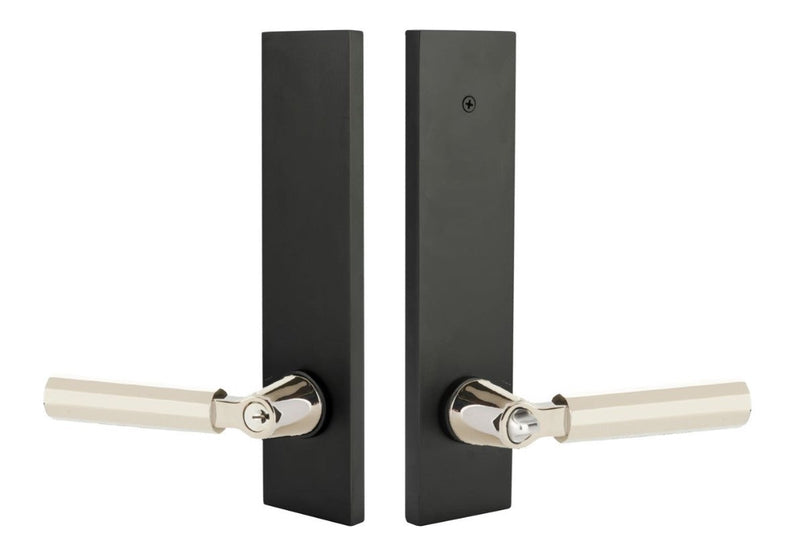 Emtek Modern Rectangular Single Point Lock with L Square Key in Tribeca Lever