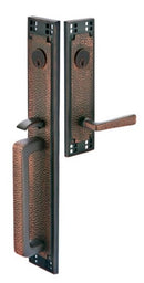 Emtek Arts & Crafts Full Length Brass Tubular Entry set with Select T-Bar White Marble Lever