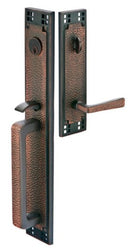 Emtek Arts & Crafts Full Length Brass Tubular Entry set with Select Conical Straight Knurled Knob