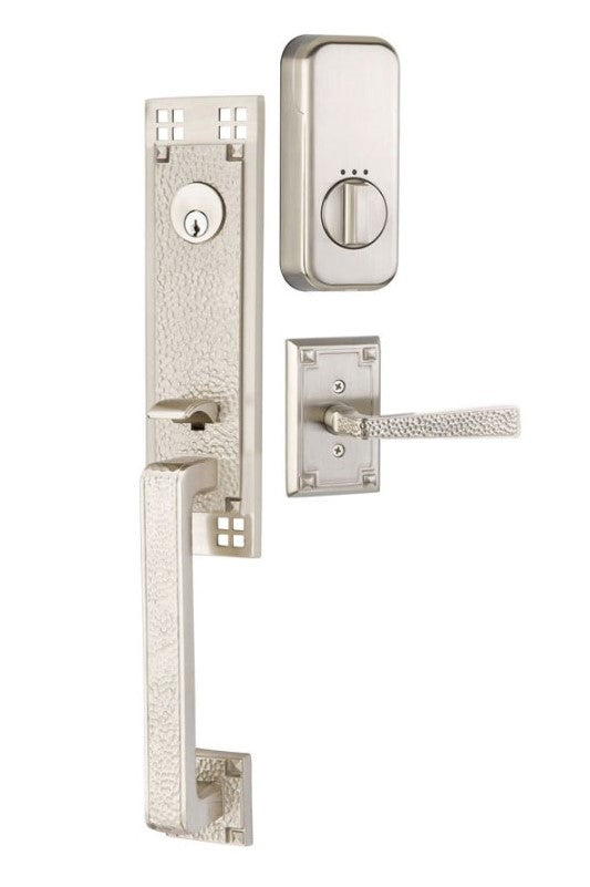 Emtek Single Cylinder Arts & Crafts Handleset EMPowered Motorized Smart Lock Upgrade With Select R-Bar Tribeca Lever