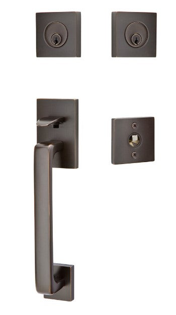 Emtek Baden Brass Tubular Entry set with Laurent Knob