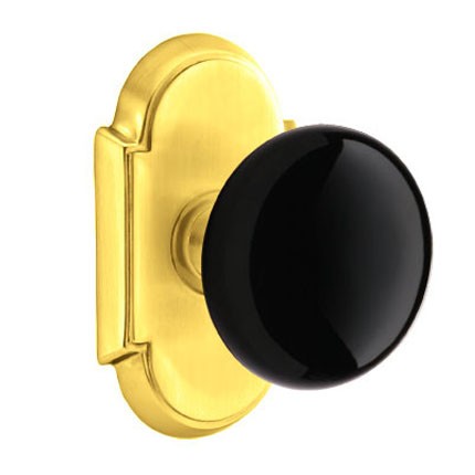 Emtek Brass Rosette Ebony Knob Concealed Screws With
