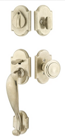 Emtek Denver Tubular Handleset with Modern Disc Glass Knob