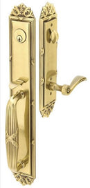 Emtek Imperial Brass Tubular Entry set with Modern Disc Glass Knob
