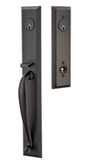 Emtek Jefferson Brass Tubular Entry set with Select R-Bar Hammered Lever