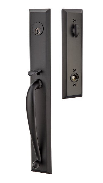 Emtek Jefferson Brass Tubular Entry set with Providence Glass Knob