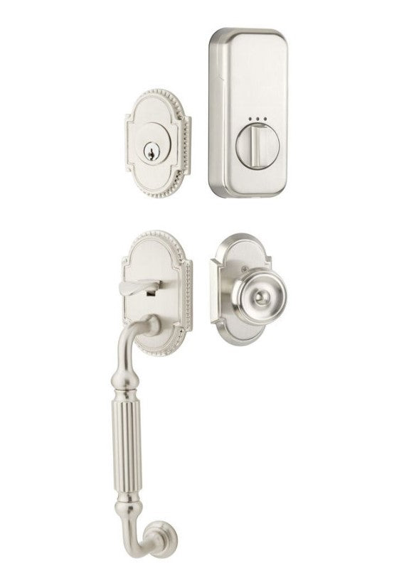 Emtek Single Cylinder Knoxville Handleset EMPowered Motorized Smart Lock Upgrade With Providence Glass Knob