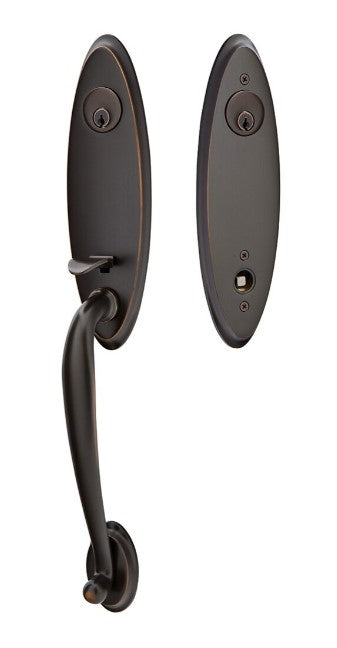 Emtek Marietta Brass Tubular Entry set with Ice White Knob