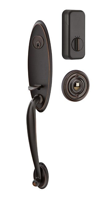 Emtek Single Cylinder Marietta Handleset EMPowered Motorized Smart Lock Upgrade With Round Knob