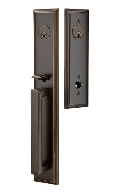 Emtek Melrose Brass Tubular Entry set with Select T-Bar Knurled Lever