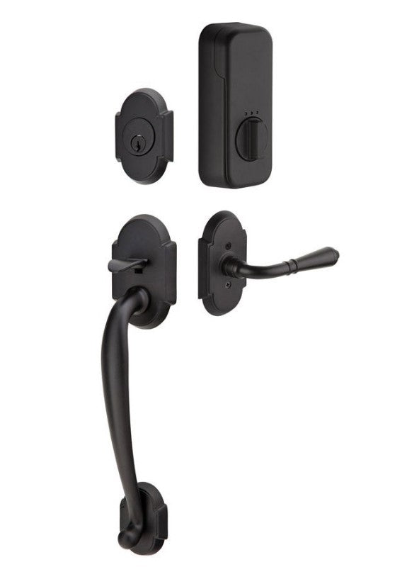 Emtek Single Cylinder Nashville Handleset EMPowered Motorized Smart Lock Upgrade With Select T-Bar Knurled Lever