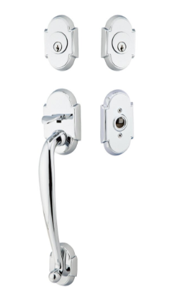 Emtek Nashville Brass Tubular Entry set with Freestone Knob