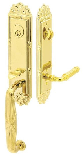 Emtek Ribbon & Reed Brass Tubular Entry set with Freestone Lever