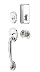 Emtek Single Cylinder Saratoga Handleset EMPowered Motorized Smart Lock Upgrade With Select R-Bar Knurled Lever