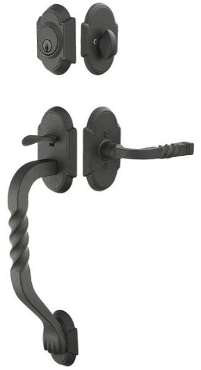 Emtek Wrought Steel Sectional San Carlos Grip Tubular Handleset with Jamestown lever