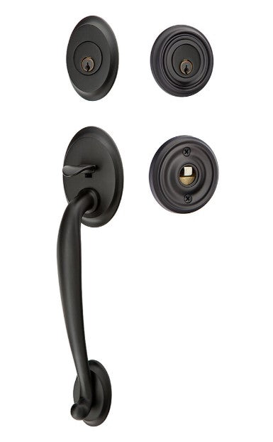 Emtek Saratoga Brass Tubular Entry set with Freestone Lever