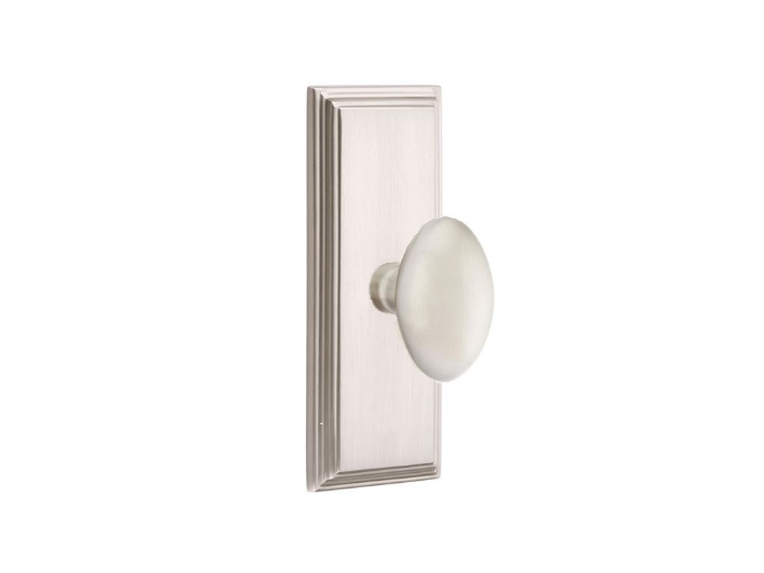 Emtek Egg Knob Concealed Screws With 7” Wilshire SidePlate