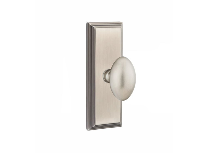 Emtek Egg Knob Concealed Screws With 7” Wilshire SidePlate