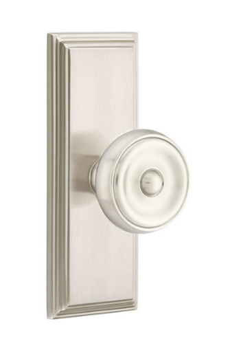 Emtek Waverly Knob Concealed Screws With 7” Wilshire SidePlate