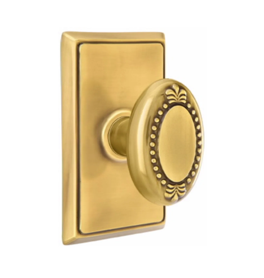 Emtek Beaded Egg Knob Concealed Screws With Rectangular Rosette