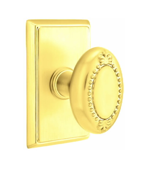 Emtek Beaded Egg Knob Concealed Screws With Rectangular Rosette