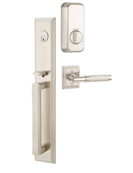 Emtek Single Cylinder Melrose Handleset EMPowered Motorized Smart Lock Upgrade With Melon Knob