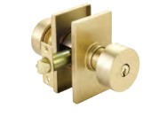 Emtek Round Key In Knob Lockset Single Cylinder with modern rectangular Rosette