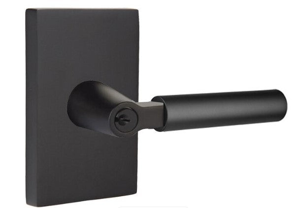 Emtek Hercules Key In Lever Lockset Single Cylinder with modern rectangular Rosette