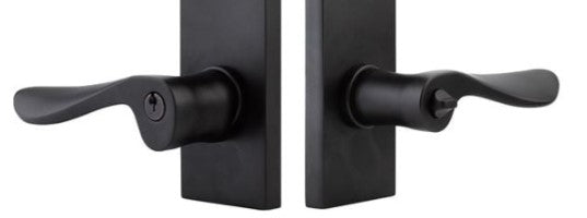 Emtek Luzern Key In Lever Lockset Dummy, Pair with modern rectangular Rosette