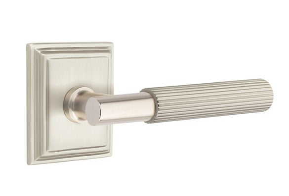 Emtek Select T-BAR Straight Knurled Lever Concealed Screws with Wilshire Rosette