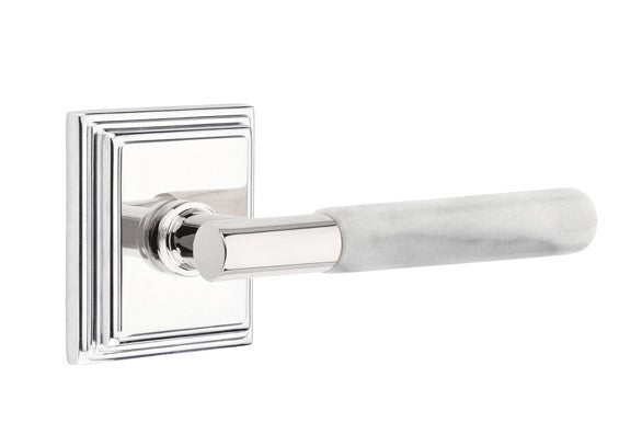 Emtek Select T-BAR White Marble Lever with Wilshire Rosette