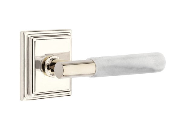 Emtek Select T-BAR White Marble Lever with Wilshire Rosette