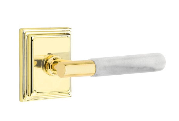 Emtek Select T-BAR White Marble Lever with Wilshire Rosette