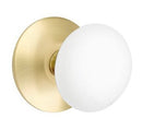 EMTEK Modern Brass Ice White Knob Concealed Screw with Modern Rosette
