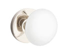 EMTEK Modern Brass Ice White Knob with Disk Rosette