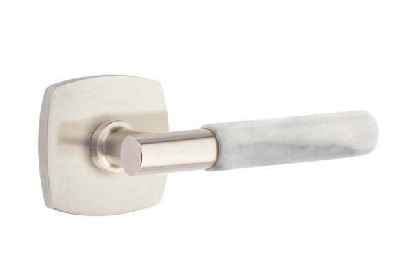 Emtek Select T-BAR White Marble Lever Concealed Screws with Urban Modern Rosette