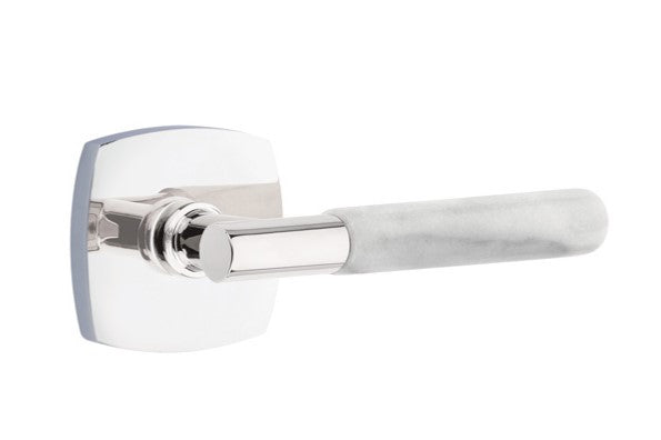 Emtek Select T-BAR White Marble Lever Concealed Screws with Urban Modern Rosette