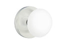 EMTEK Modern Brass Ice White Knob with Disk Rosette